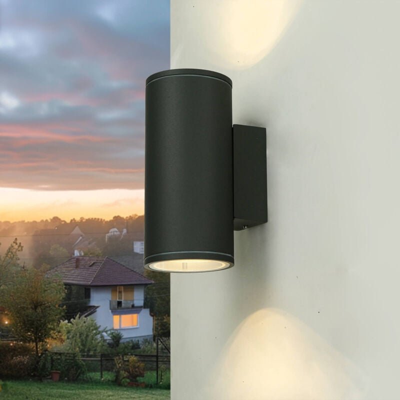 Licht-erlebnisse - Außenlampe Wand GU10 Anthrazit IP54 Aluguss Up Down Außenleuchte Wand Garten