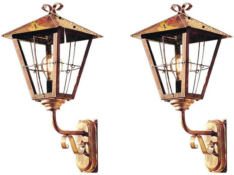 Konstsmide - 2er Set Außenwandleuchte / Laterne fenix, Kupfer massiv / Acrylglas rauchfarben