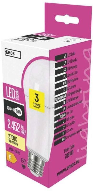 LED- Glühbirne A60 E27 warmweiß 19 W 143 × 67 × 67 mm