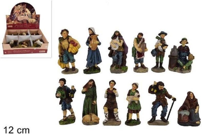 Trade Shop Traesio - Trade Shop - set 12 stück hirtenstatuetten höhe 12 cm sortiert weihnachtskrippen -