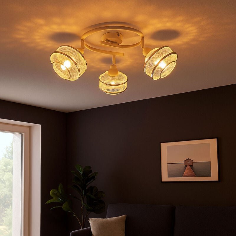 Decken Spot Lampe Leuchte Rondell Leuchte Metall-Gitter Beleuchtung Wohn Zimmer