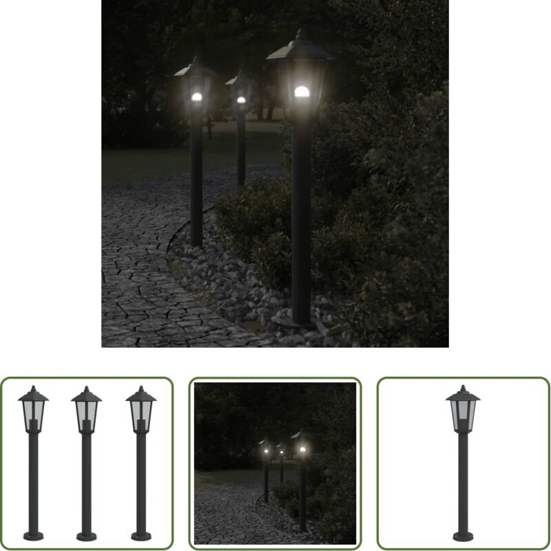 vidaXL Wegeleuchten - Wegeleuchten 3 Stk. Schwarz 80 cm Edelstahl