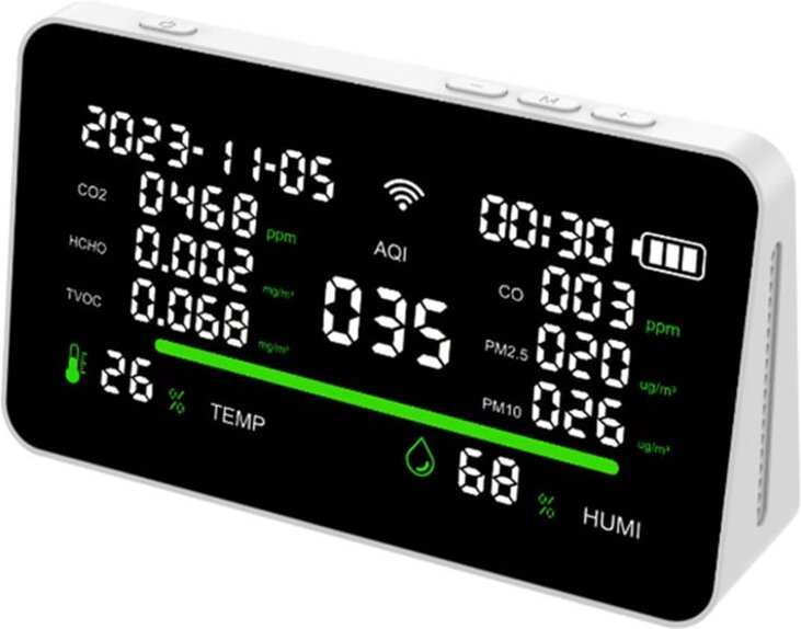 11-in-1-Luftqualitätsmonitor, CO2/VOC/PM2.5/Thermometer/Feuchtigkeitsmonitor für den Innenbereich, tragbare intelligente...