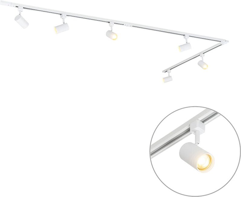 Modernes Schienensystem mit 6 weißen Strahlern 1-phasig 300cm - Iconic Jeana