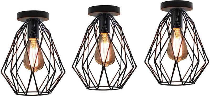 Axhup - Industriell Deckenlampe in Käfigform Moderne Deckenleuchte Metall E27 Lüster für Schlafzimmer Küche Wohnzimmer F...