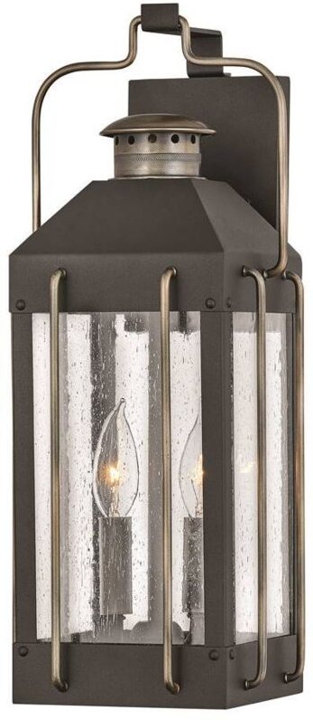 Elstead Hinkley Fitzgerald Wandlaterne für den Außenbereich Strukturiertes Schwarz mit brünierter Bronze, IP44