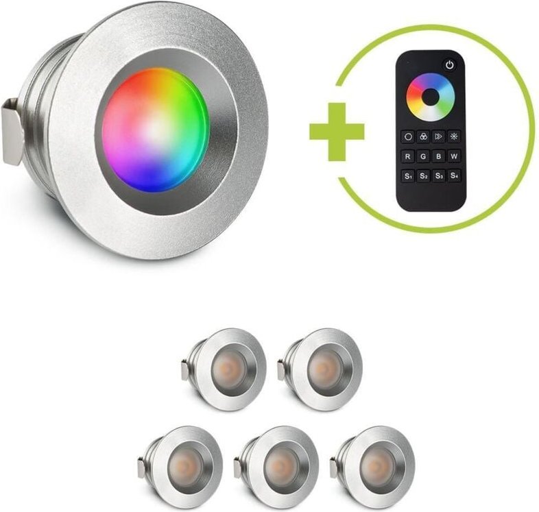 Einbaustrahler Mini flach Torino 3W RGBW IP44 - Farbe: silber - Anzahl: 6x