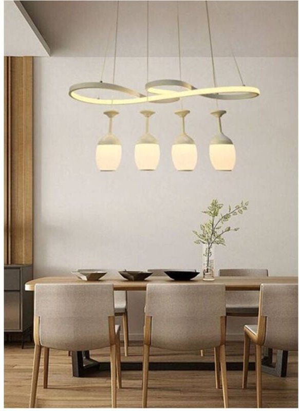 Trade Shop - led Kronleuchter Gebogen Weiß 4 Lichtpunkte 68 Watt Licht 3000K 4000K 6500K LP-24B -