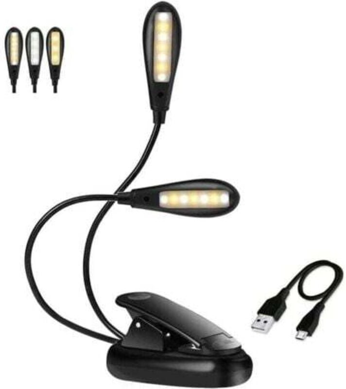 14 Leuchten, 9 Geschwindigkeitsstufen, LED-Leselampe, wiederaufladbar, Tischleuchte mit Klemme und Schutzvorrichtung gee...