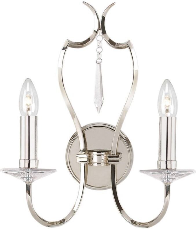 Wandleuchte Lampe Kronleuchter Messing Kristalle Nickel h 41 cm Flurleuchte