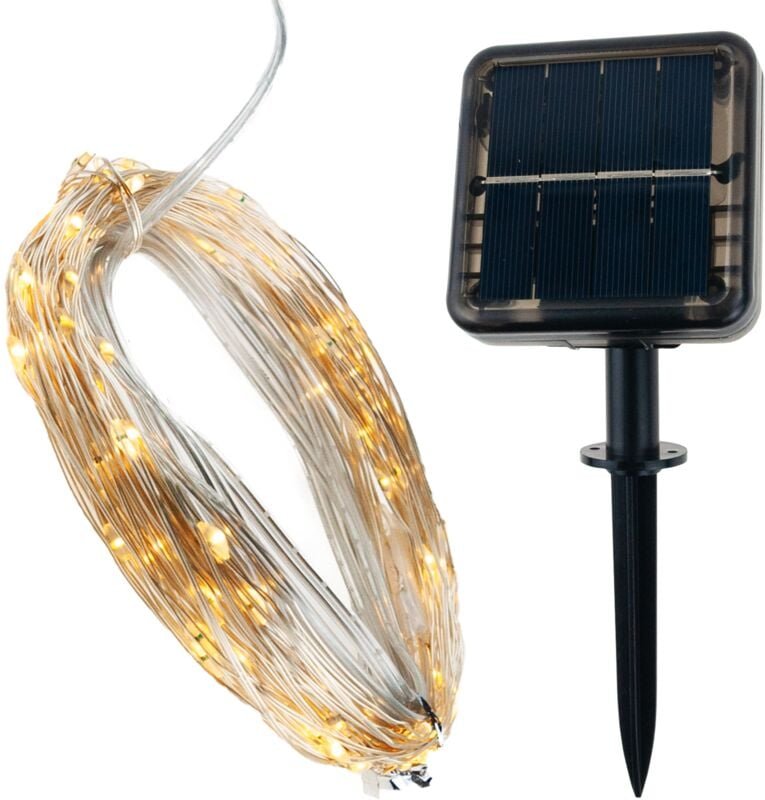 TG64619 Solar-Gartenleuchten mit Kabel, 100 LEDs, warmweißes Kabel