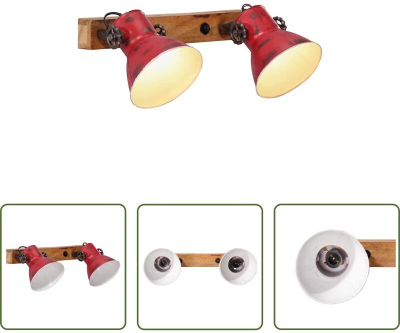 vidaXL Holzlampe - Wandleuchte 25 W Rot 45x25 cm E27