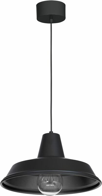Licht-erlebnisse - Hängelampe Schwarz ø 36 cm Vintage Mid Century Design E27 Metall Küchenlampe Esstischleuchte