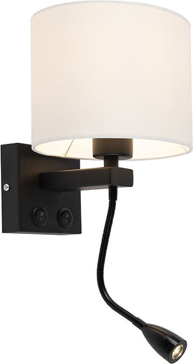 Moderne Wandleuchte schwarz mit weißem Schirm - Brescia