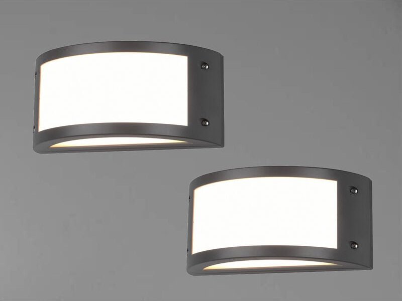 Meinewunschleuchte - led Außenwandleuchten 2er Set halbrund in Anthrazit, Breite 24,8 cm