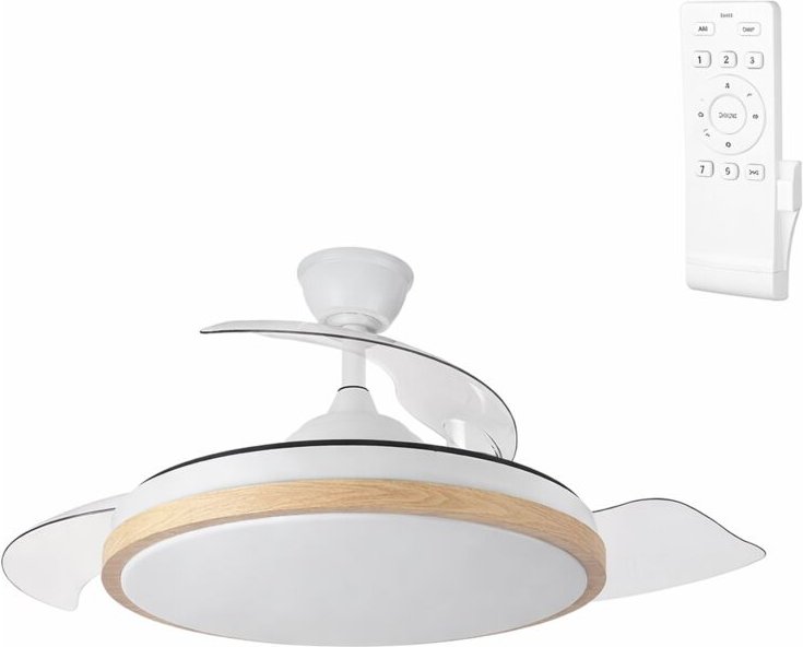 Gleichstromlüfter, Weiß/Buche, 59 W, 6980 lm, 3000–4000–6000 K