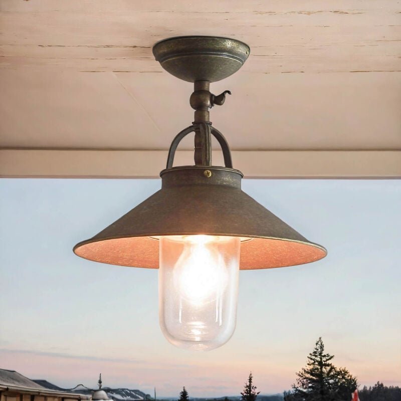 Außenlampe in Bronze Antik aus Messing Glas