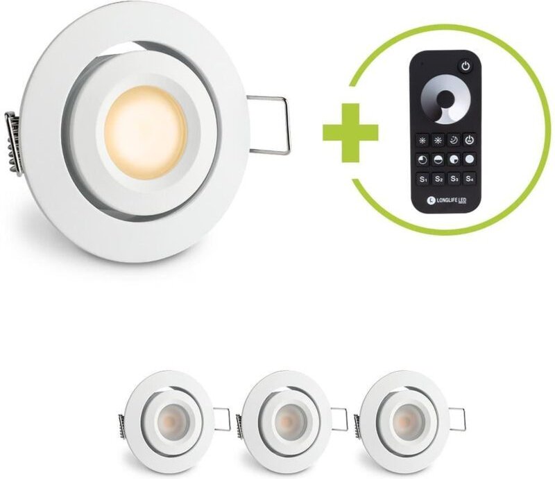 Einbaustrahler Mini schwenkbar Matera 3W 2700K IP44 - Farbe: weiß - Anzahl: 4x