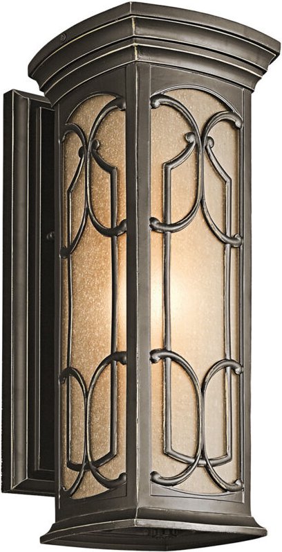 Franceasi - 1 leichte mittelgroße Wandlaterne im Freien, hell, altbronze IP44, E27 - Elstead