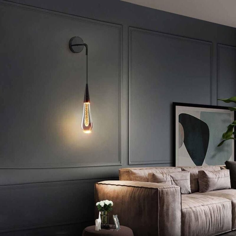 Kreative Tropfen-Wandlampe, einköpfige Aluminium-Wandleuchte mit tropfenförmigem Kristall-Lampenschirm, LED-Wandleuchte ...