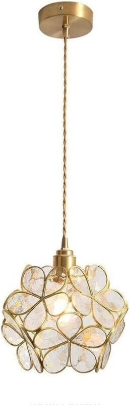 Nordische Pendelleuchte in Blütenblattform, mundgeblasenes Glas und Messing, Hängelampe mit Einzelkopf, E27, Deckenleuch...