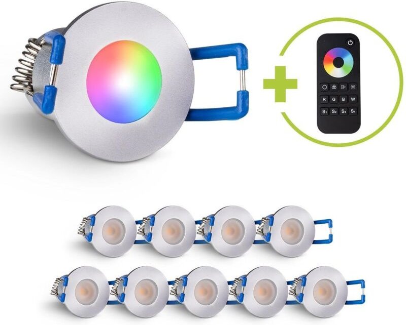 Einbaustrahler Mini Livorno 3W RGBW IP65 - Farbe: silber - Anzahl: 10x