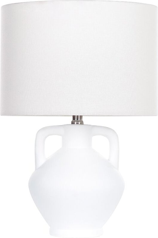 Tischlampe Weiß Keramik Vasenform 46 cm Stoffschirm Trommelform Einfarbig Kabel mit Schalter Modern Skandi Schlaf- u. Wo...