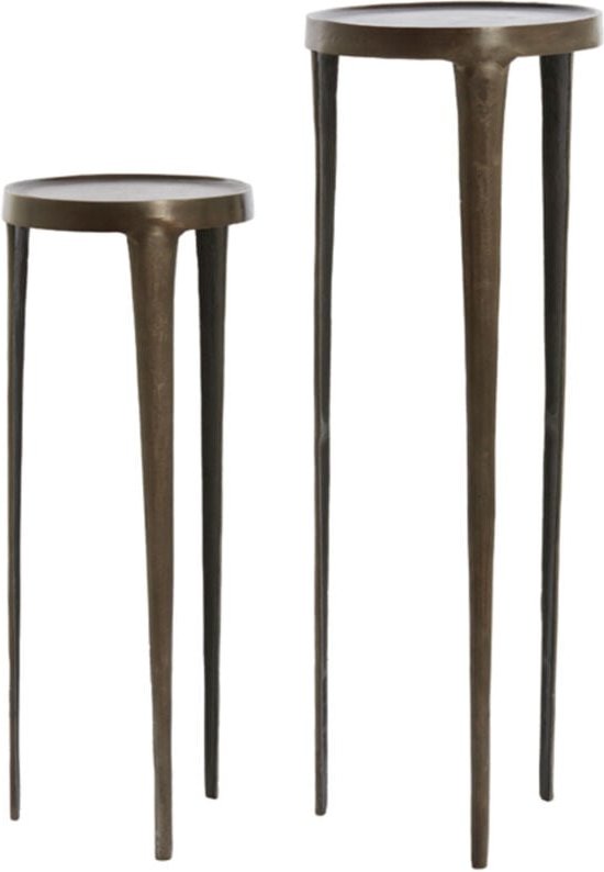 Light & Living Säulen Set TOBIAS in dunkelbraun – Ø30x80+Ø35x100