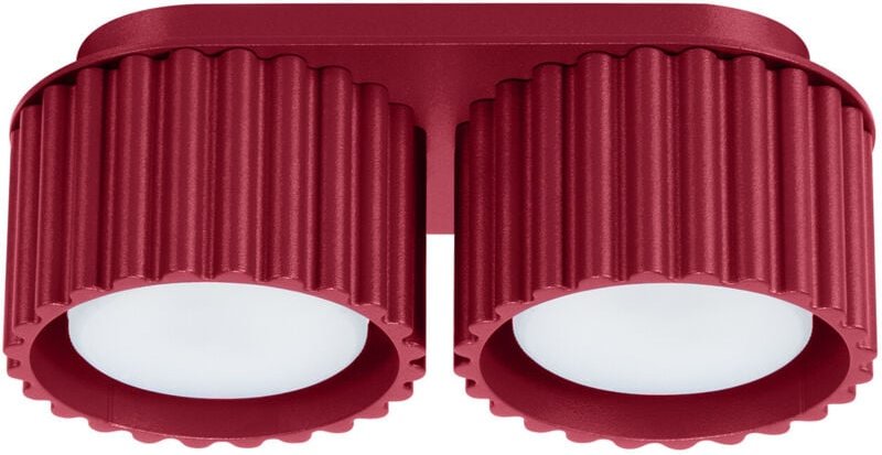 Moderne burgunderrote ovale Deckenleuchte 21 cm gerillte Spots 2xGX53 10W AURA Sollux Lighting
