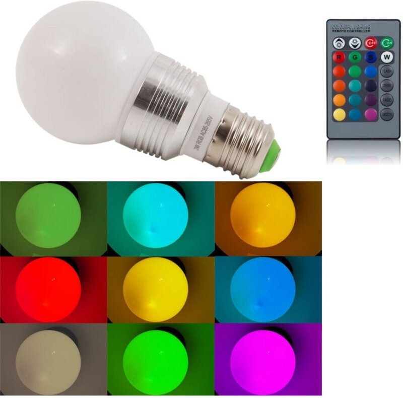 Trade Shop Traesio - Trade Shop - lampada rgb led 220V E27 faretto spot light 3 watt mit telecomand lampadina -