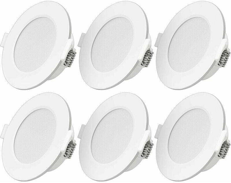 Ultraflacher LED Einbaustrahler 6W LED Spot 230V IP44 Warmweiß 6er Set LED Einbaulampen Einbautiefe 26mm Mini Slim Decke...
