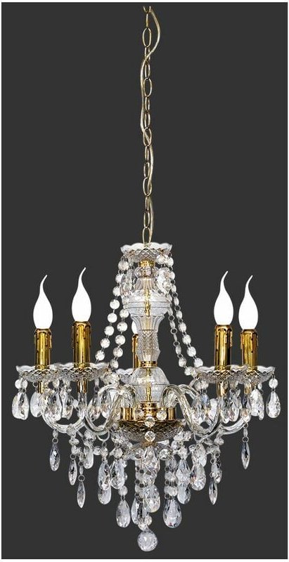 Kronleuchter lüster 5-flammig Gold mit Acryl Kristall ø 52cm