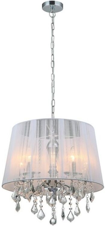 Cornelia - Hängender Anhänger Chrom, Weiß 5 Licht mit weißem Stoffschirm, E14 - Italux