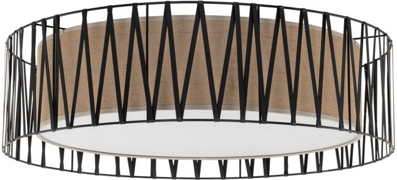 TK Harmony Zylindrische Deckenleuchte mit Drahtrahmen Schwarz, Braun 4xE27