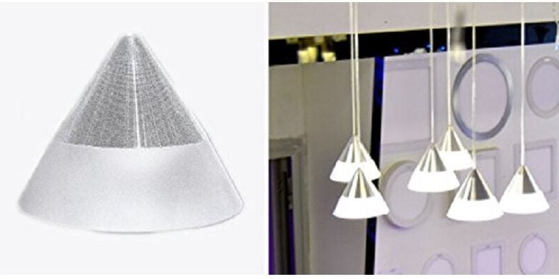 Trade Shop - Kronleuchter Lampe 6 Anhänger konische weiße Stahl Deckenleuchte led Applique Design -