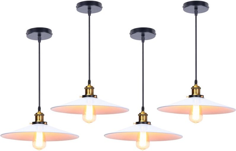 4er Pendelleuchte, Vintage Hängelampe mit Ø36cm Eisen Lampenschirm, Kronleuchter E27 Fassung für Wohnzimmer Esszimmer Kü...