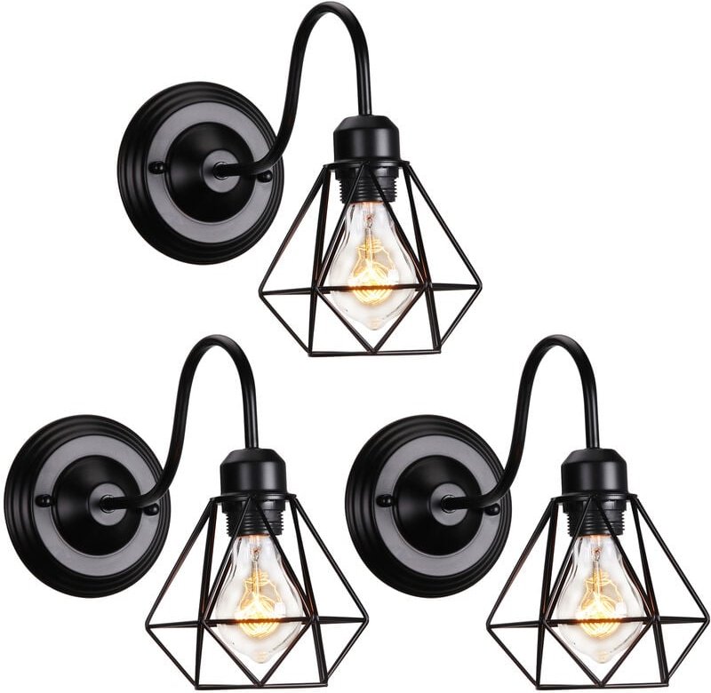 Wandleuchte Vintage, Mini Diamant Form Wamp Lampe im Industri Design, Decor Lampe mit Käfig für Wohnzimmer Esszimmer Sch...