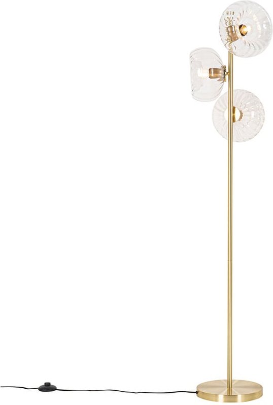 Art-Deco-Stehlampe Gold mit Glas 3-flammig - Ayesha