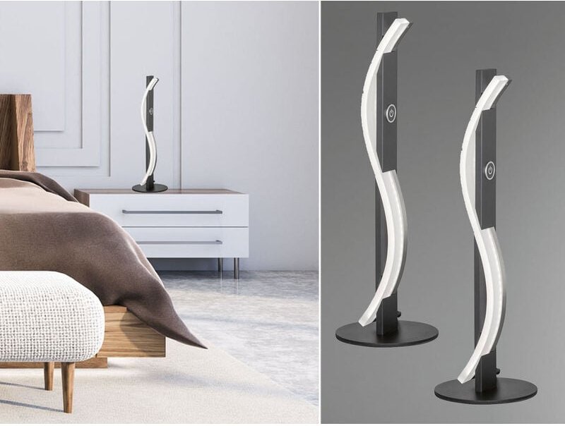 Meinewunschleuchte - 2er set led Tischleuchten Schwarz / Weiß dimmbar, Höhe 40cm