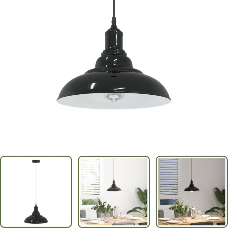 vidaXL Höhenverstellbar - Pendelleuchte Höhenverstellbar E27 Schwarz Glänzend Ø 31 cm
