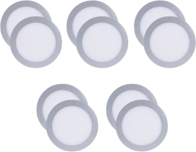 Easy Circular - 10 Downlights con led integrado 4000K para iluminar hacia abajo on/off ø22,5cm Color Gris