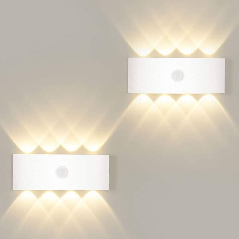 LangRay 8W Wandleuchte mit Bewegungsmelder, Automatisches Ein-/Ausschalten Wandleuchte Warmweiß 3000K, Wandlampe Sensorb...