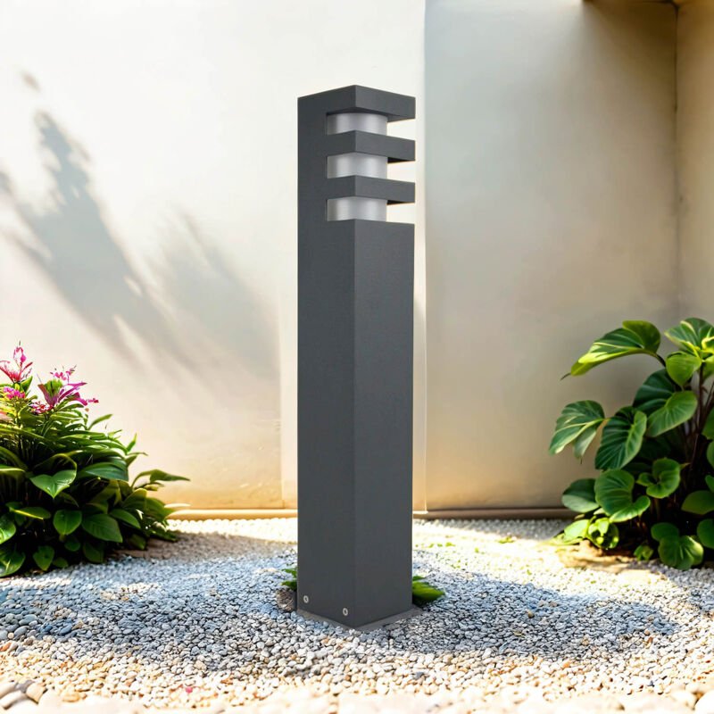 Licht-erlebnisse - Pollerleuchte Anthrazit 50 cm eckig IP54 E27 wetterfest Stehlampe außen Wegeleuchte Garten