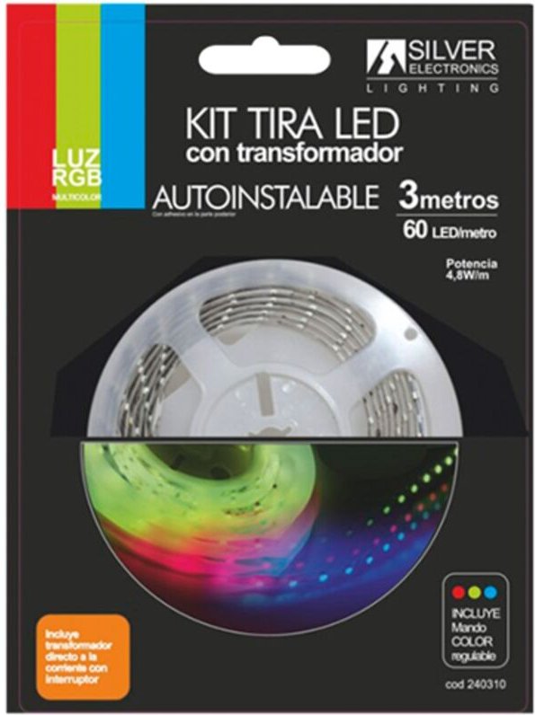 Kit strip led silver electronics 540 lm - m - 3m - 12v - 7.2w - m - rgb