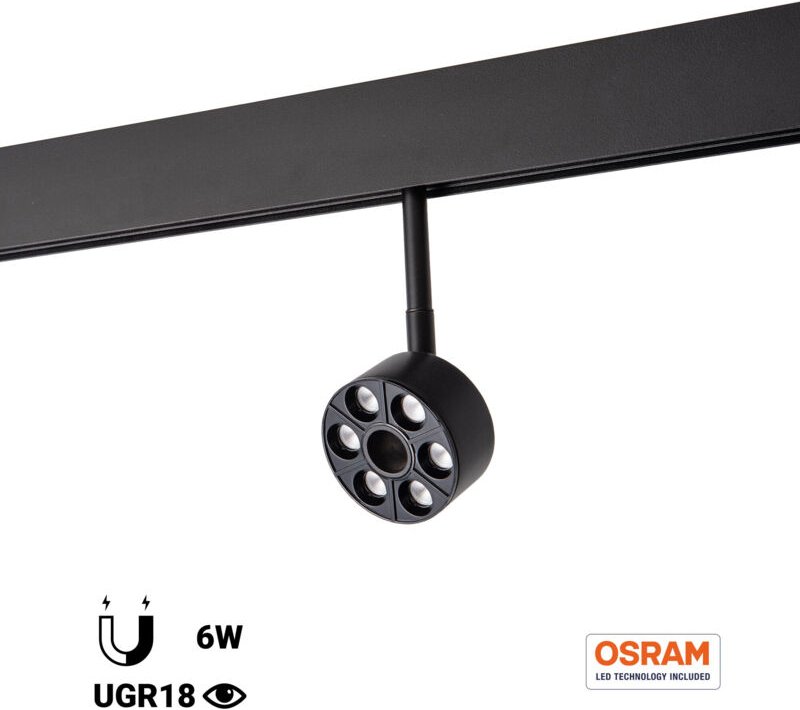 Zirkuläre LED-Luminaria für magnetische Schiene 48V - Ø7cm - 6W
