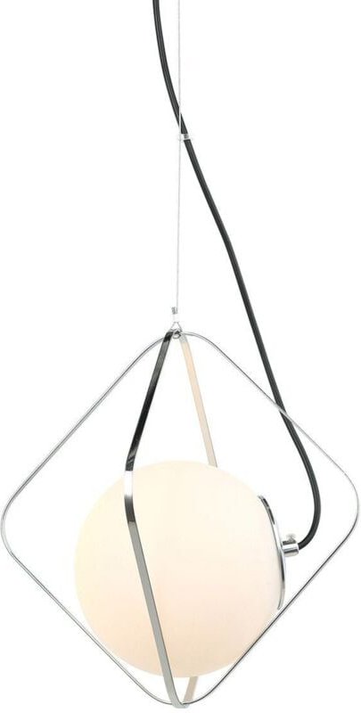 Canto - Moderner hängender Anhänger Chrom, Schwarz 1 Licht mit weißem Schatten, E27 dimmbar - Italux