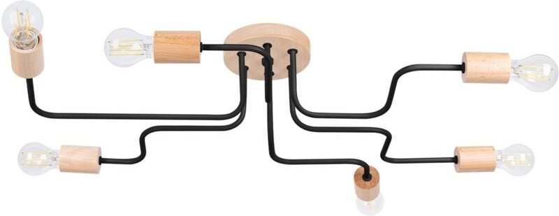 Deckenleuchte Nexus 6 E27 Schwarz Holz Lumilo 16.211.70