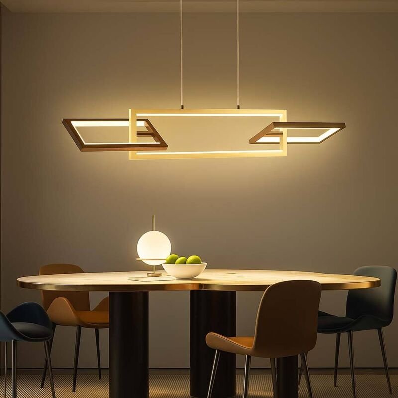 Pendelleuchte dimmbar Esstisch Lampe led Küchenlampe hängend modern, Höhenverstellbar 3 Stufen dimmer, Metall gold rostf...