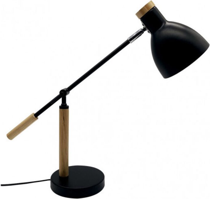 Fabrilamp - biel tischleuchte 1xe27 schwarz/buche 48x15x50 cm verstellbar 360º und schwenkbar