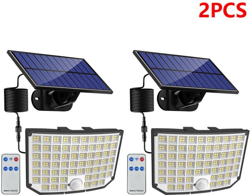 2 Stück Außen-Solarlampe, 256 LED, 3 Modi, Außen-Solarlampe mit Bewegungssensor, IP65 wasserdicht, Außenbeleuchtung Sola...